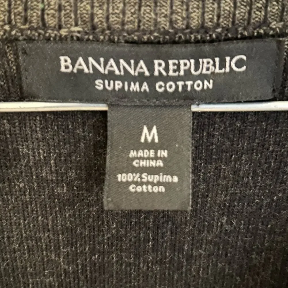 Banana republic supima cotton Mens 1/4 Zip Mock Neck Sweater dark army green M
